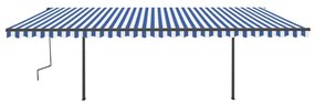 vidaXL Τέντα Συρόμενη Αυτόματη με Στύλους Μπλε / Λευκό 6 x 3 μ.