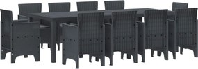 vidaXL Σέτ φαγητού για κήπο 11 pcs Ανθρακί Πολυπροπυλένιο