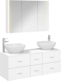 vidaXL Σετ Επίπλων Μπάνιου 4 pcs Λευκό Επεξεργασμένο Ξύλο και Γυαλί