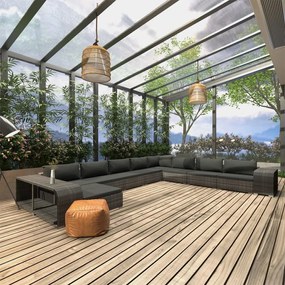 vidaXL Σαλόνι Κήπου 11 Τεμαχίων Γκρι από Συνθετικό Ρατάν με Μαξιλάρια