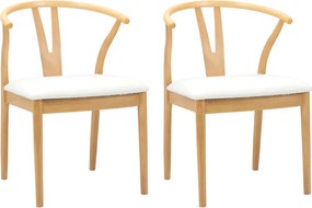 vidaXL Καρέκλα τραπεζαρίας 2 pcs Φυσικό και Ανοιχτό