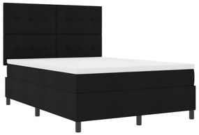 vidaXL Κρεβάτι με ελατήριο Μαύρο 140x200 εκατοστά Ύφασμα