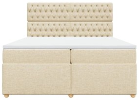 Κρεβάτι Boxspring με Στρώμα Κρεμ 200x200 εκ. Υφασμάτινο - Κρεμ