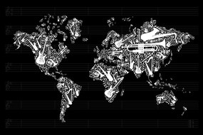 Εικόνα στον παγκόσμιο χάρτη μουσικής από φελλό - 120x80  transparent