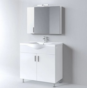 Martin Siena 90 White Gloss - Πάγκος με Νιπτήρα &amp; Καθρέπτη