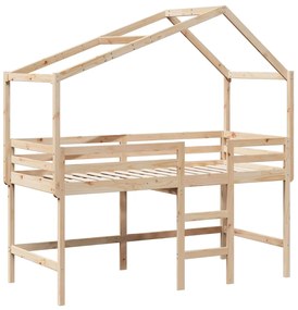 vidaXL Υπερυψ. Κρεβάτι 90x190 εκ. Μασίφ Πεύκο με Σκάλα / Οροφή