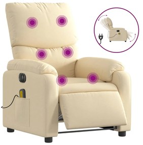 vidaXL Πολυθρόνα Μασάζ Ανακλινόμενη Ηλεκτρική Κρεμ Υφασμάτινη