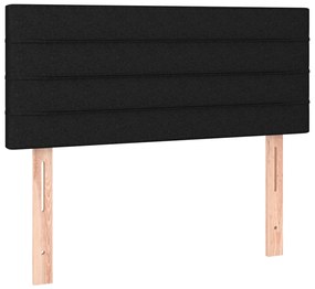 vidaXL Κρεβάτι Boxspring με Στρώμα Μαύρο 90x200 εκ. Υφασμάτινο