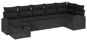 vidaXL Σετ Καναπέ Κήπου 7 pcs Μαύρο 289 x 124 x 85 εκ. Πολυ ράταν