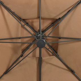 Ομπρέλα Κρεμαστή με Διπλή Οροφή Taupe 300 x 300 εκ. - Μπεζ-Γκρι