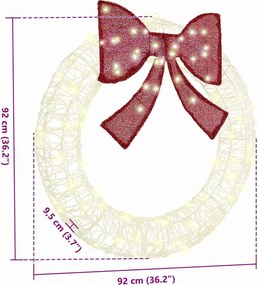 vidaXL Στεφάνι με 80 LED Θερμό λευκό 92 x 92 x 9,5 εκ Ακρυλικό