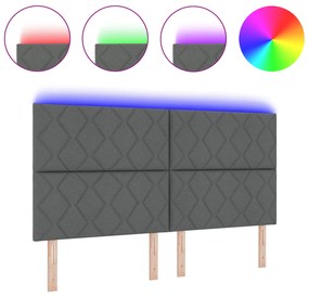 vidaXL LED Κεφαλάρι Σχεδίαση Διαμαντένιων Μπλοκ Μαύρο Γκρίζο 180 εκ. Υφασμάτινος