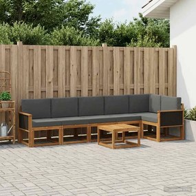 vidaXL Σειρά Καναπέ Εξωτερικού 7 pcs Φυσικό και Ανθρακί Πολυεστέρας