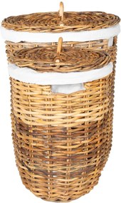 vidaXL Καλάθι Ρούχων με Καπάκι 2 pcs Φυσικό Καφέ Ρατάν Κούμπου