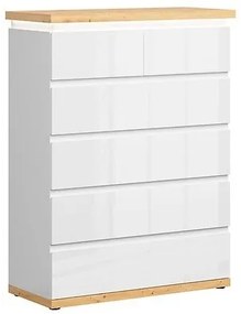 Σιφονιέρα Boston CM101, Artisan βελανιδιά, Γυαλιστερό λευκό, Με συρτάρια, Αριθμός συρταριών: 6, 127x97x43cm, 58 kg | Epipla1.gr