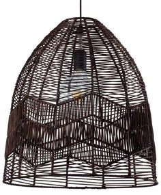 01752 GloboStar® ALOHA 01752 Boho Κρεμαστό Φωτιστικό Καμπάνα Μονόφωτο 1 x E27 IP20 Καφέ Σχοινί - Μ43 x Π43 x Y46cm