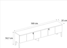 Έπιπλο τηλεόρασης Pedro ανθρακί-rota oak 180x35x50εκ