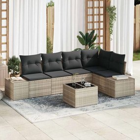 vidaXL Σετ Καναπέ Κήπου 5 Τεμαχίων με Μαξιλάρια σε Ανοιχτό Γκρι από Πολυ Ράτταν