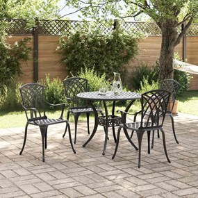 vidaXL Σέτ φαγητού για κήπο 5 pcs Μαύρο Αλουμίνιο