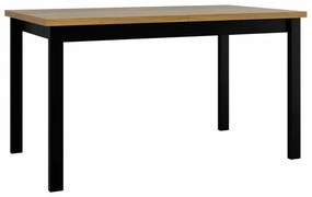Τραπέζι Victorville 126, Grandson δρυς, Μαύρο, 76x80x140cm, 34 kg, Επιμήκυνση, Πλαστικοποιημένη μοριοσανίδα, Ξύλο, Μερικώς συναρμολογημένο