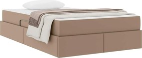 vidaXL Κρεβάτι με αποθηκευτικό χώρο και στρώμα 2 pcs Καπουτσίνο Δέρμα