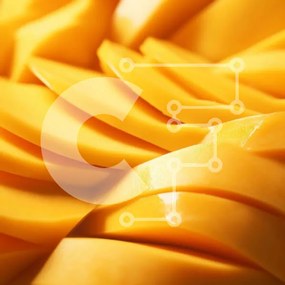 Σετ των 2 Intra Συλλεκτικό Ξύλινο Παζλ Plywood 4mm - Κοντινό πλάνο από φρέσκες κίτρινες φέτες μάνγκο Σε Ξύλινο Κουτί - Διαστάσεις: 10x10 cm – 25 κομμάτια