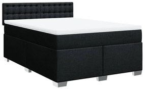 vidaXL Κρεβάτι Boxspring με Στρώμα Μαύρο 140x190 εκ. Υφασμάτινο