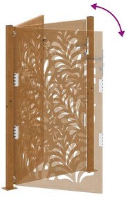 Πύλη κήπου 105x155 cm από καιρικό χάλυβα με σχέδιο κύματος - Καφέ