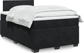 vidaXL Κρεβάτι Boxspring με Στρώμα Μαύρο 120 x 200 εκ. Βελούδινο