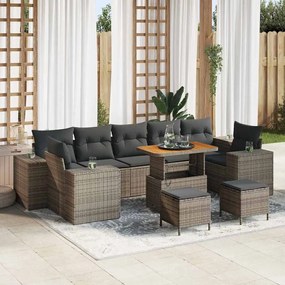 vidaXL Σετ Καναπέ Κήπου 10 pcs Γκρι συνθετικό ρατάν