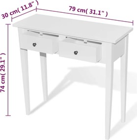 vidaXL Έπιπλο Τουαλέτα με Δύο Συρτάρια Λευκό