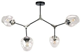 Φωτιστικό Οροφής-Πλαφονιέρα 6129-4 120x70cm 4xΕ27 Black Inlight Μέταλλο,Γυαλί