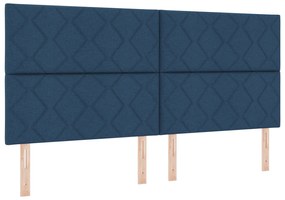vidaXL κρεβάτι με ελατήριο  με στρώμα - Μπλε, 200x200 εκ., Ύφασμα