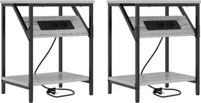 vidaXL Κομοδίνο 2 pcs Γκρίζο Σονομα 38 x 30 x 48 εκ.