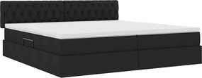 vidaXL LED Κρεβάτι αποθήκευσης με στρώμα Μαύρο 200 x 200 cm Ύφασμα