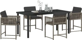 vidaXL Σέτ φαγητού για κήπο 5 pcs Γκρι συνθετικό ρατάν
