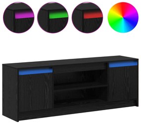 vidaXL Κεφαλάρι TV με LED σε Μαύρη Δρυς, 139,5x34x50 εκ., Φτιαγμένο από επεξεργασμένο ξύλο