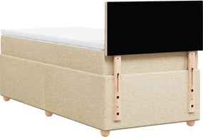 vidaXL Κρεβάτι Boxspring με Στρώμα Κρεμ 90x200 εκ.Υφασμάτινο