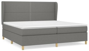 Κρεβάτι Boxspring με Στρώμα Σκούρο Γκρι 200x200 εκ. Υφασμάτινο - Γκρι