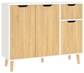 vidaXL Μπουφές Λευκός/Sonoma Δρυς 90x30x72 εκ. Επεξεργασμένο Ξύλο