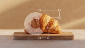 Σετ των 2 Intra Συλλεκτικό Ξύλινο Παζλ Plywood 4mm - Φρεσκοψημένο κρουασάν σε ξύλινη σανίδα κοπής Σε Ξύλινο Κουτί - Διαστάσεις: 10x10 cm – 25 κομμάτια