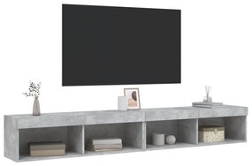 vidaXL Έπιπλα Τηλεόρασης με LED 2 τεμ. Γκρι Σκυροδέματος 100x30x30 εκ.