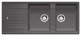 Blanco Zia 8 S Volcano Grey SILGRANIT™ PuraDur™ Γρανιτένιος Νεροχύτης Ένθετος Αντιστρεφόμενος με 2 Γούρνες και Ποδιά 116x50cm