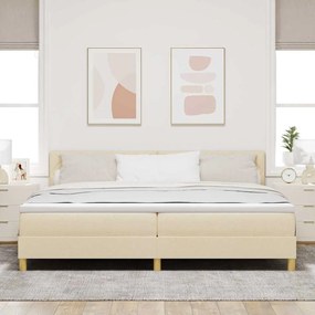 vidaXL LED Κρεβάτι με βάθρο με κεφαλάρι Κρεμ 200 x 200 cm ύφασμα
