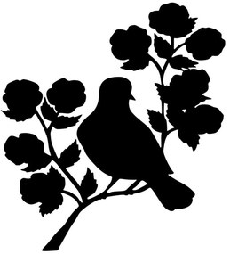 Διακοσμητικό Τοίχου Rose And Bird 891TNL3117 61x70cm Black Wallity Metal