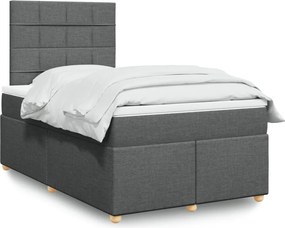 vidaXL Κρεβάτι Boxspring με Στρώμα Σκούρο Γκρι 120x190 εκ Υφασμάτινο
