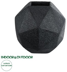 20779 GloboStar® Artificial Garden CARNABY 20779 Επιδαπέδιο Πολυεστερικό Τσιμεντένιο Κασπώ Γλάστρα - Flower Pot Μαύρο Μ38 x Π38 x Υ38cm