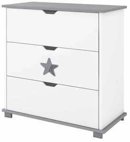 Συρταριέρα  με Αλλαξιέρα  Star White + Grey  83x48x87cm  BC20029  BabyCute