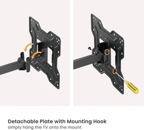 POWERTECH επιτοίχια βάση τηλεόρασης PT-1556, 23-43", έως 30kg, full motion