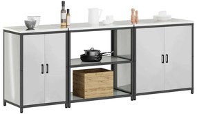 vidaXL Σετ Αποθήκευσης Κουζίνας με ράφι Άλλο 3 pcs Ασημί 210 x 50 x 92 εκ